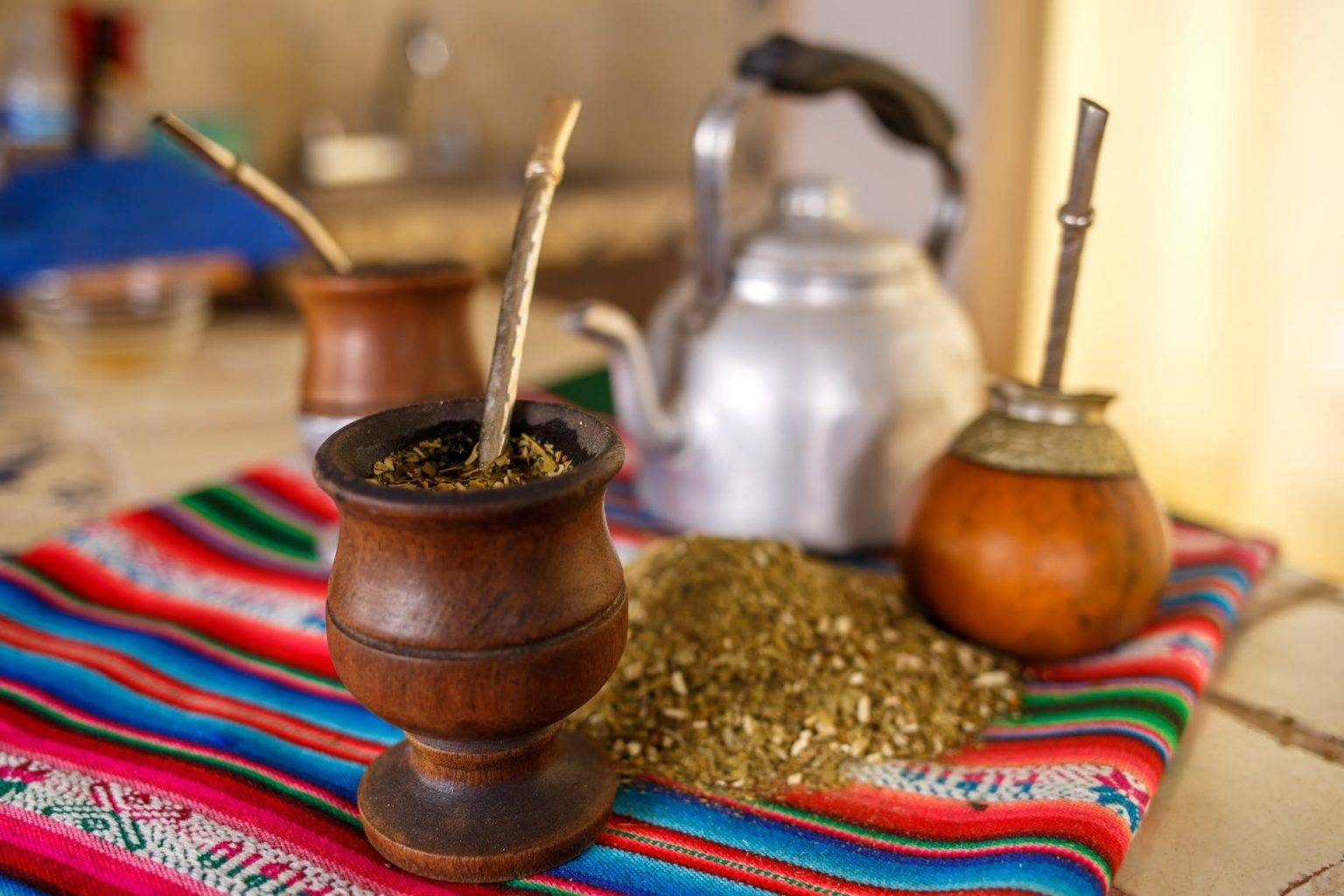 yerba mate in a traditional container