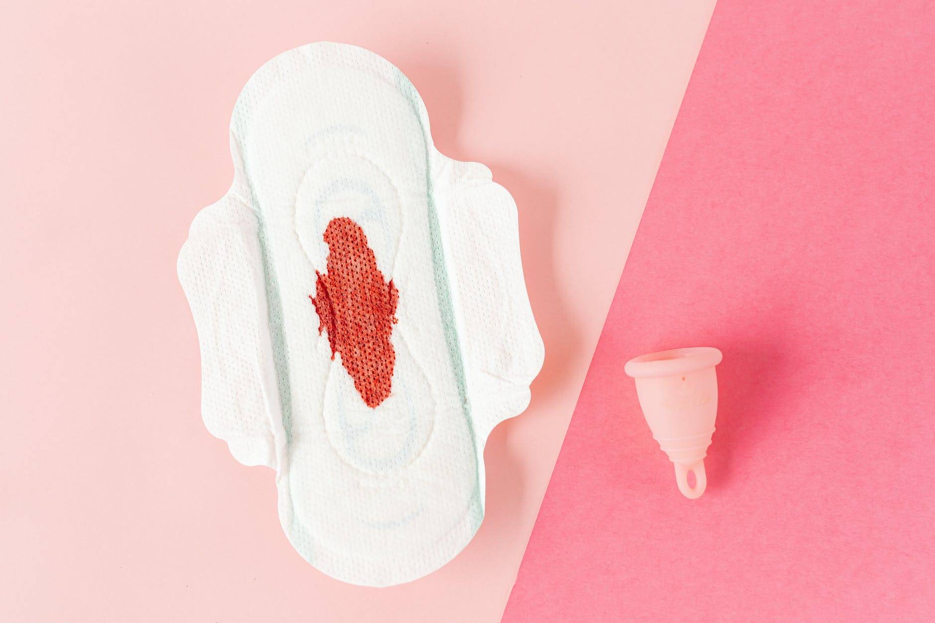 a menstrual pad and a menstrual cup